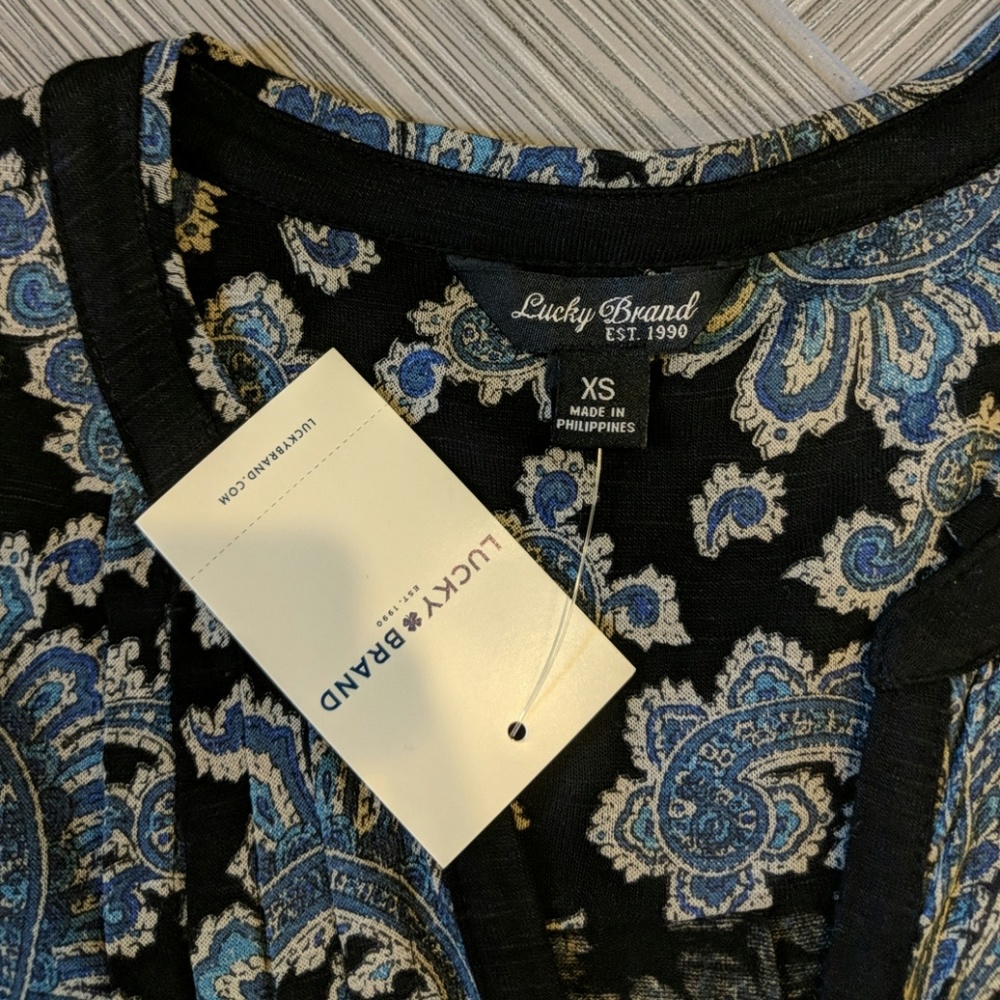 Lucky Brand boho long sleeve paisley print top - Picture 7 of 8